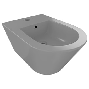 Coppia Sanitari Sospesi Vaso WC Rimless Con Tornado Flush E Bidet Sospeso Moderno Tondo In Ceramica Con Copriwater Chiusura Soft Close Grigio Opaco