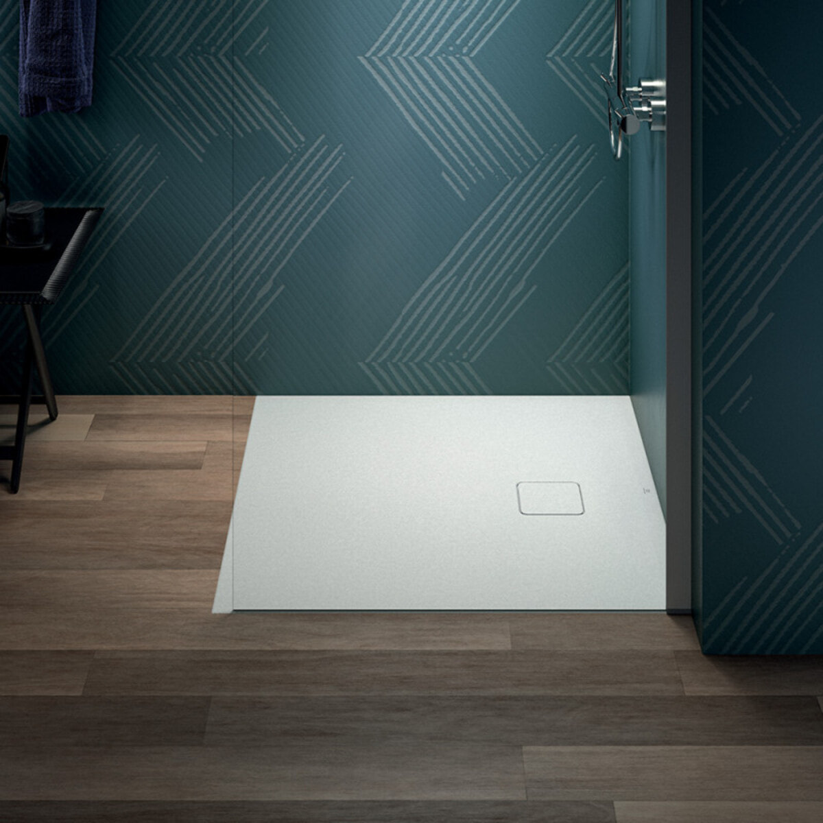 Receveur de douche antidérapant Ultra Flat Evo recoupable avec bonde longueur 90 x 90