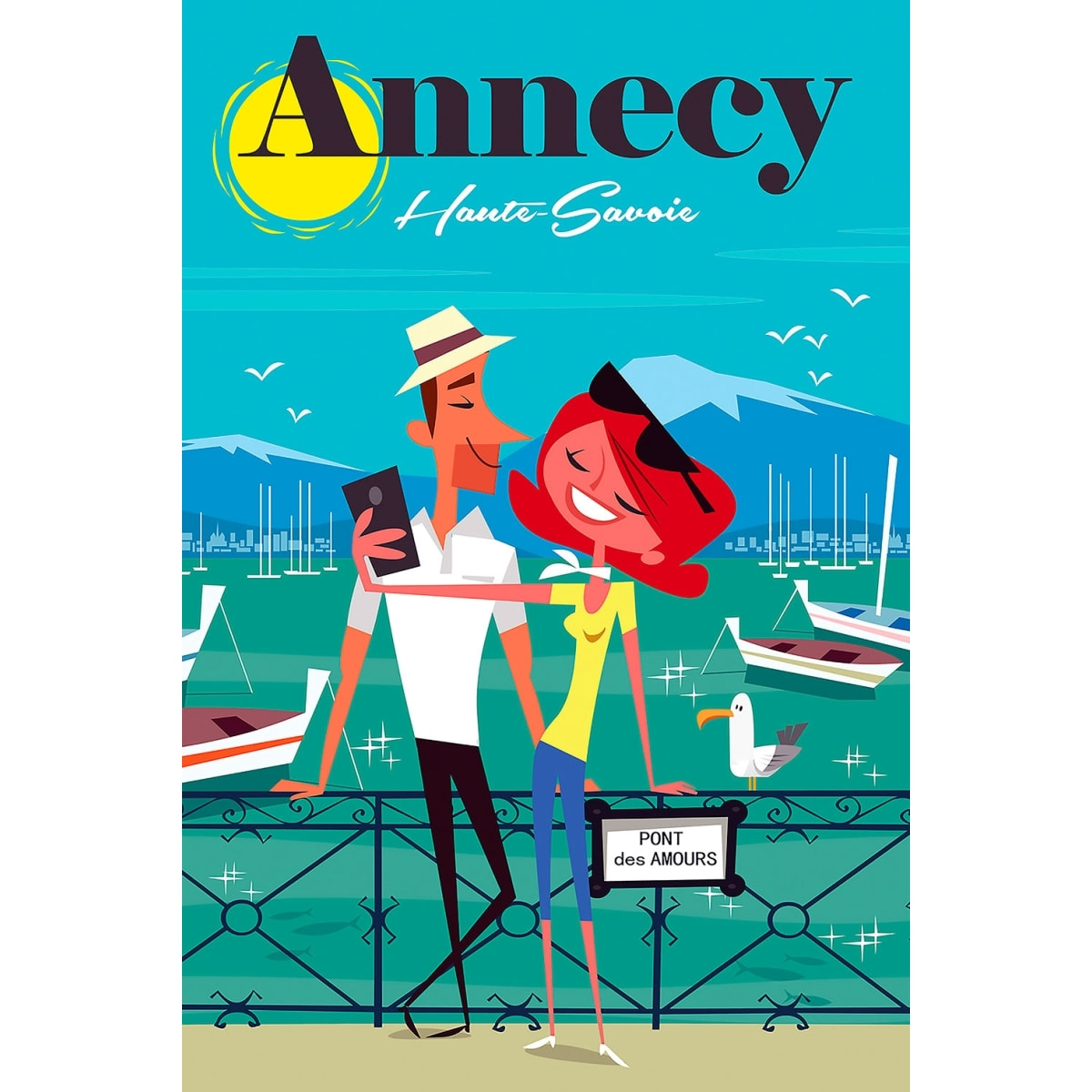 Tableau le pont des amours annecy Toile imprimée