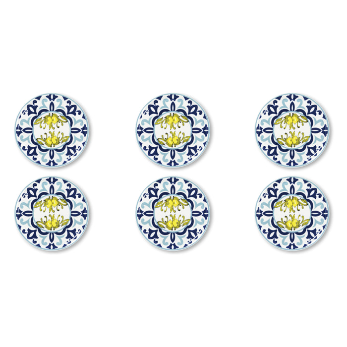 Set de 6 Assiettes à Pizza Excelsa – Amalfi, Porcelaine Multicolore