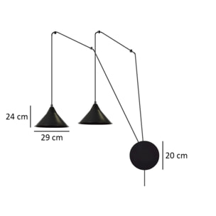 Lampada a sospensione ABRAMO in acciaio nero