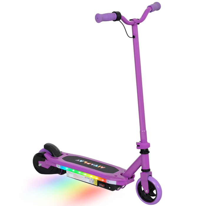 Trottinette électrique enfant LED multicolore max. 10Km/h autonomie 8Km béquille acier mauve