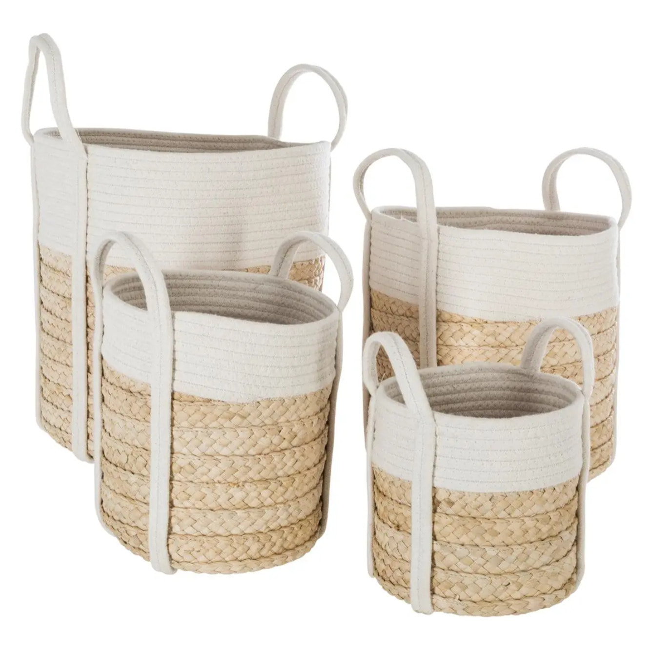 Set de 4 paniers à anses fibres de maïs & coton
