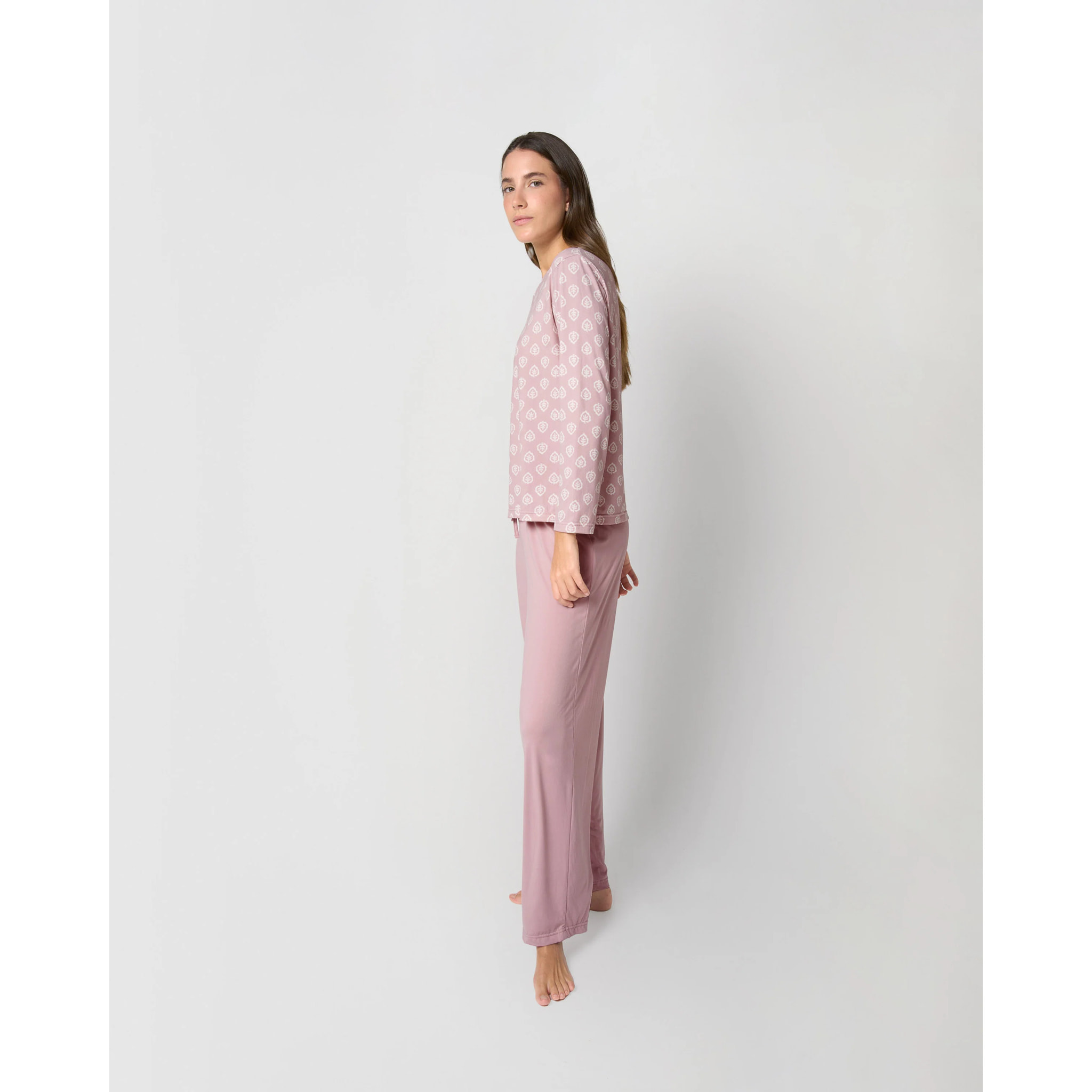 Pijama largo suave upepo rosa
