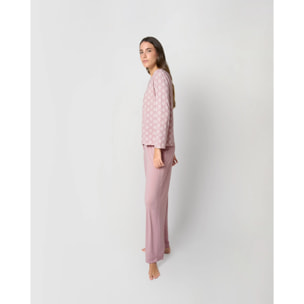 Pijama largo suave upepo rosa
