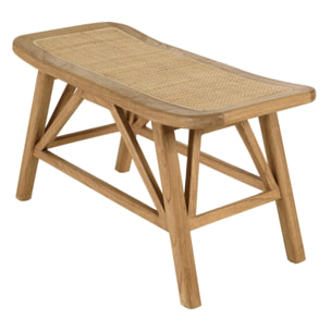 AMY - Banc 1 place en bois de mindi et rotin naturel AMY