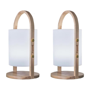 Lot de 2 Lanternes sans fil LED WOODY H37CM