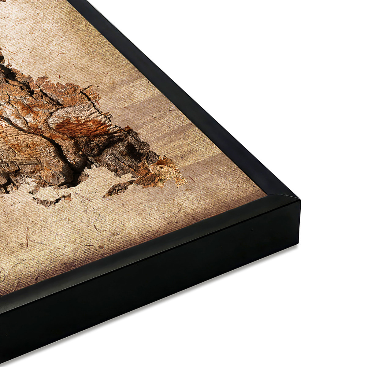 Affiche encadrée carte du monde bois rustique Affiche + cadre en métal - Noir