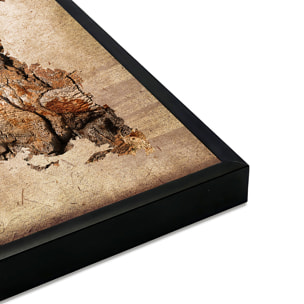 Affiche encadrée carte du monde bois rustique Affiche + cadre en métal - Noir