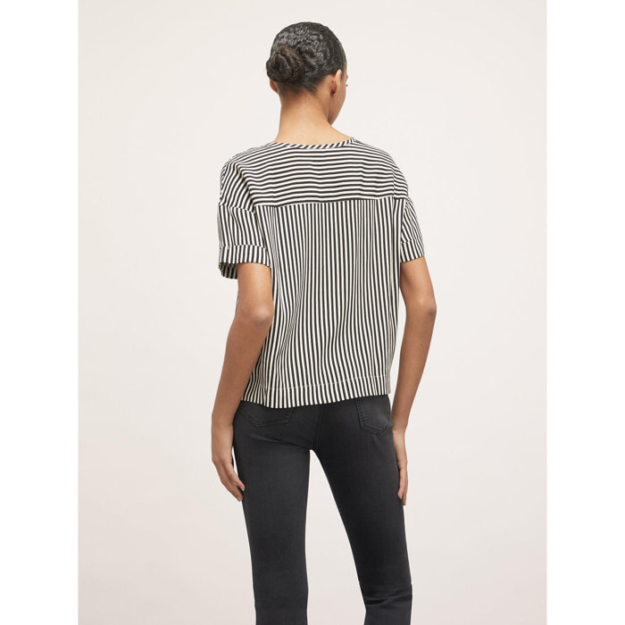 Motivi - Blusa vaporosa de rayas - Negro