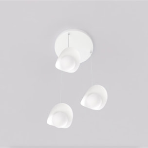 Lampada a sospensione Ritual in acciaio bianco opaco