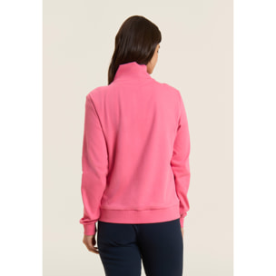 Tuta con zip e collo alto, logo in perline