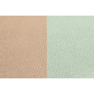 Set de table rectangulaire réversible - 6 pièces - Cuir recyclé rose pâle et vert pâle
