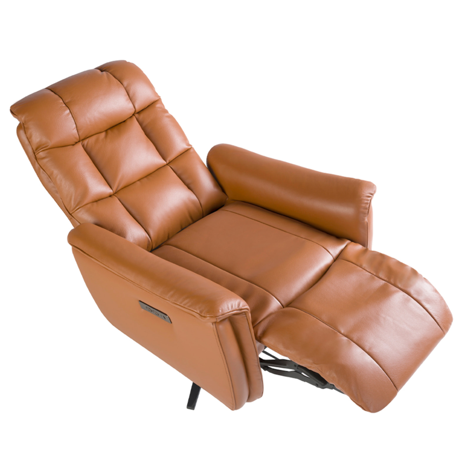 Sillón Angel Cerdá relax giratorio con reposabrazos con asiento y respaldo tapizados en piel de origen vacuno en marrón patas de acero inoxidable en epoxi negro 85x80x106cm