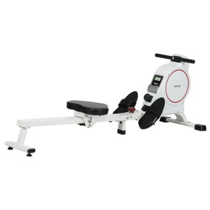 Máquina de Remo Magnético Remo para Casa Plegable con Resistencia de 8 Niveles Pantalla LCD y 2 Ruedas de Transporte para Gimnasio Carga 130 kg 180x48x60 cm Blanco