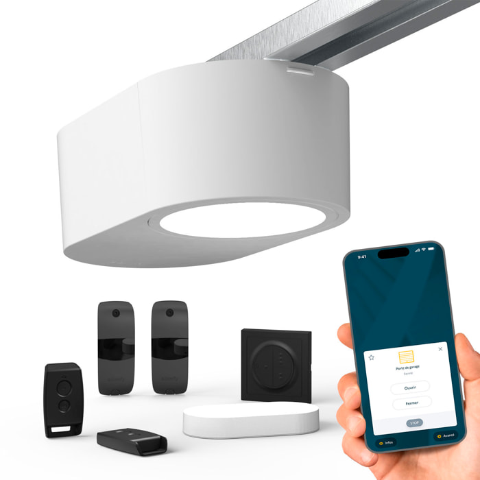 Motorisation porte de garage Serenia 1100 io Connect - Pilotable à distance avec smartphone et assistants vocaux