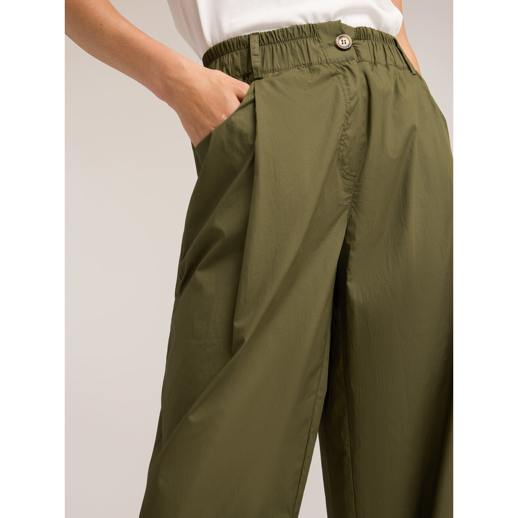 Motivi - Pantalones cargo de popelina de algodón - Verde militare