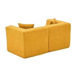 Canapé 2 places compact moutarde tissu chenille PLOVIA