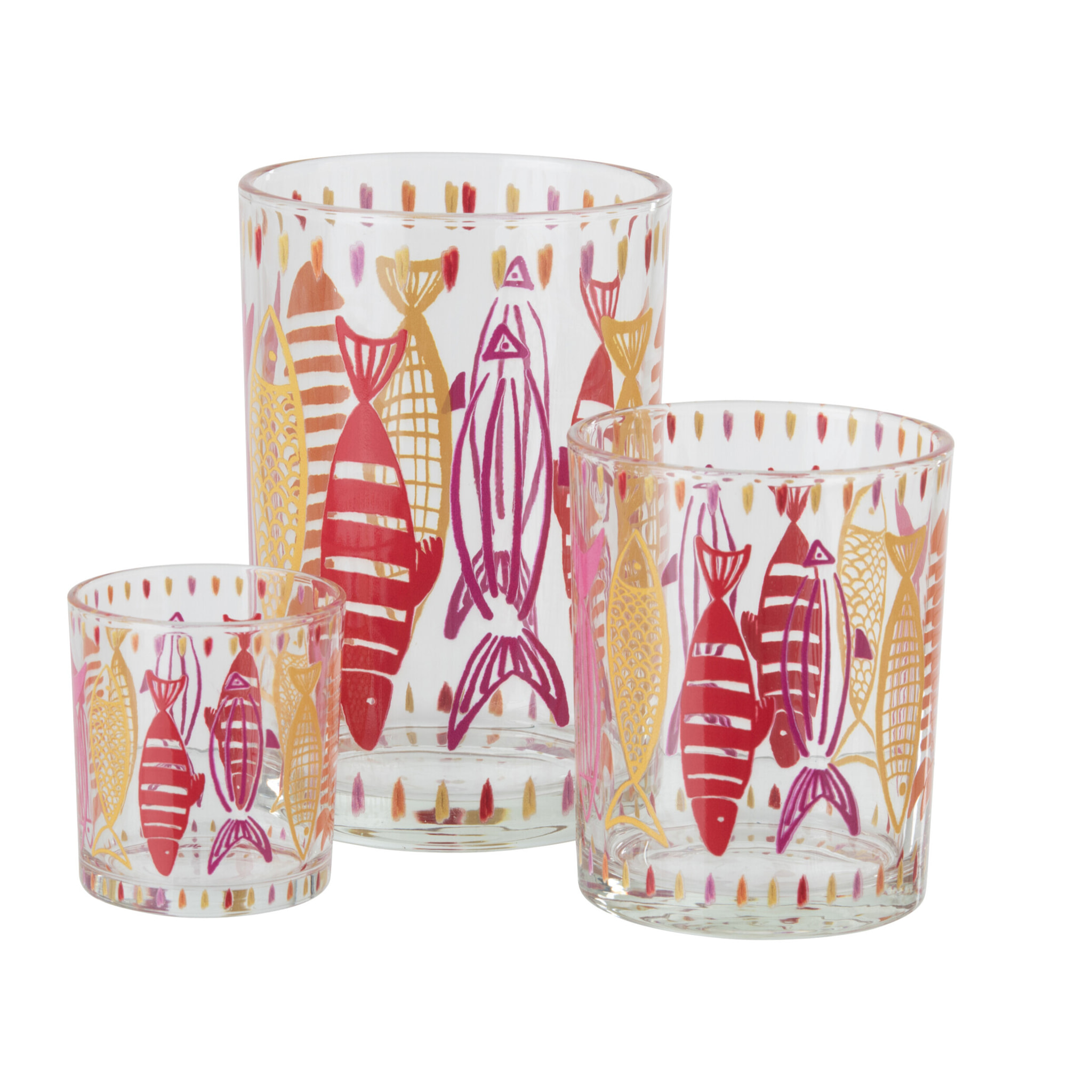 J-Line Photophore Poisson - verre - rose/orange - large
