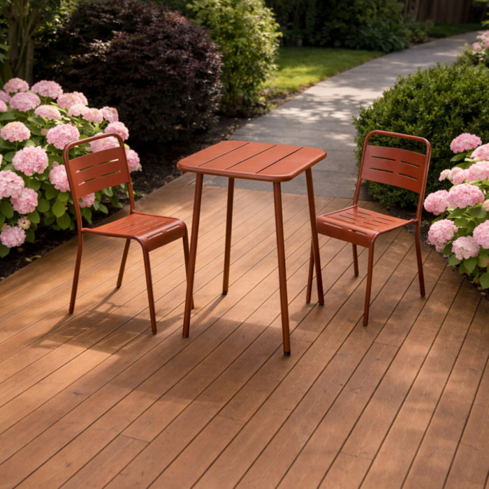 EVORA Table carrée 2 places 50x50cm terracotta