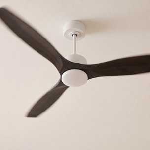 Forlight - Ventilador Stem Evo ø1320mm Acero, Cristal Blanco palas Negras, Arenado