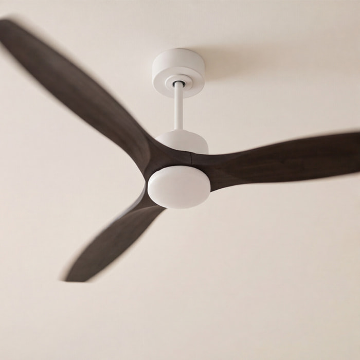 Forlight - Ventilador Stem Evo ø1320mm Acero, Cristal Blanco palas Negras, Arenado