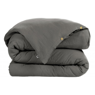 Pack housse de couette "Gaïa" "Gaze de Coton" 3 Pièces - Gaïa Granit