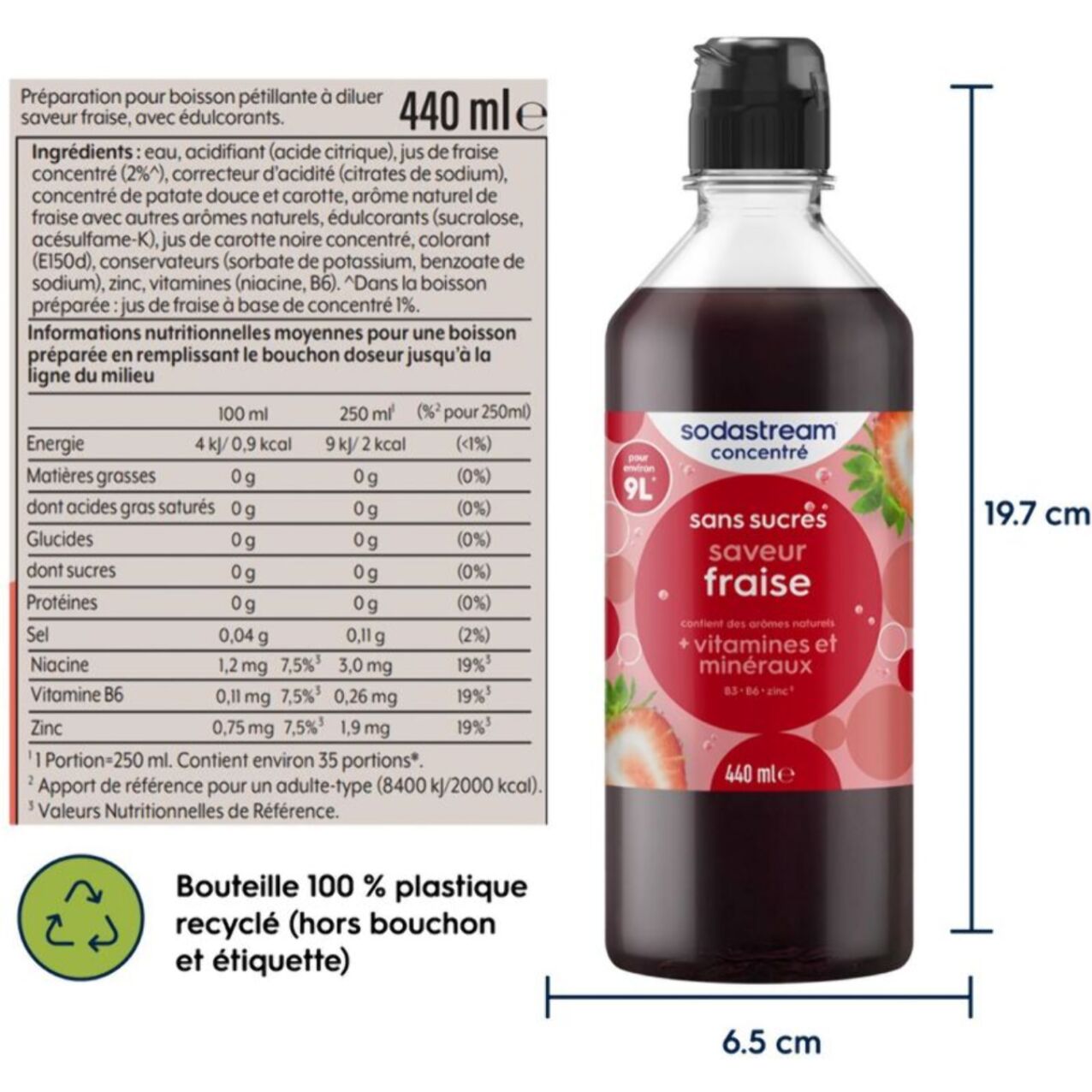Concentré SODASTREAM saveur FRAISE sans sucres 440 ml