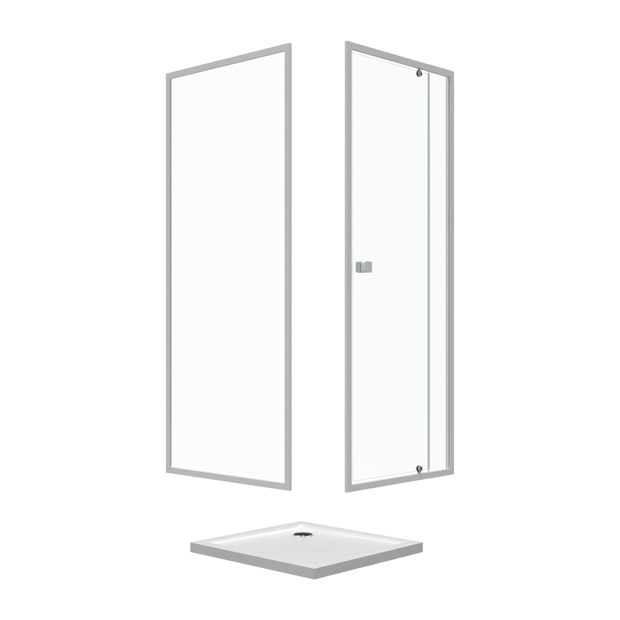 Porte de douche pivotante extensible 78 à 90cm + paroi de retour 80 + receveur 80x80 - WHITY PIVOT