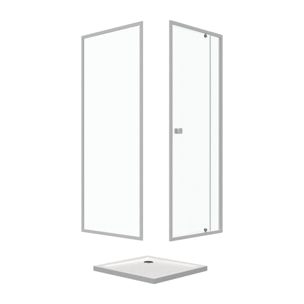 Porte de douche pivotante extensible 78 à 90cm + paroi de retour 80 + receveur 80x80 - WHITY PIVOT