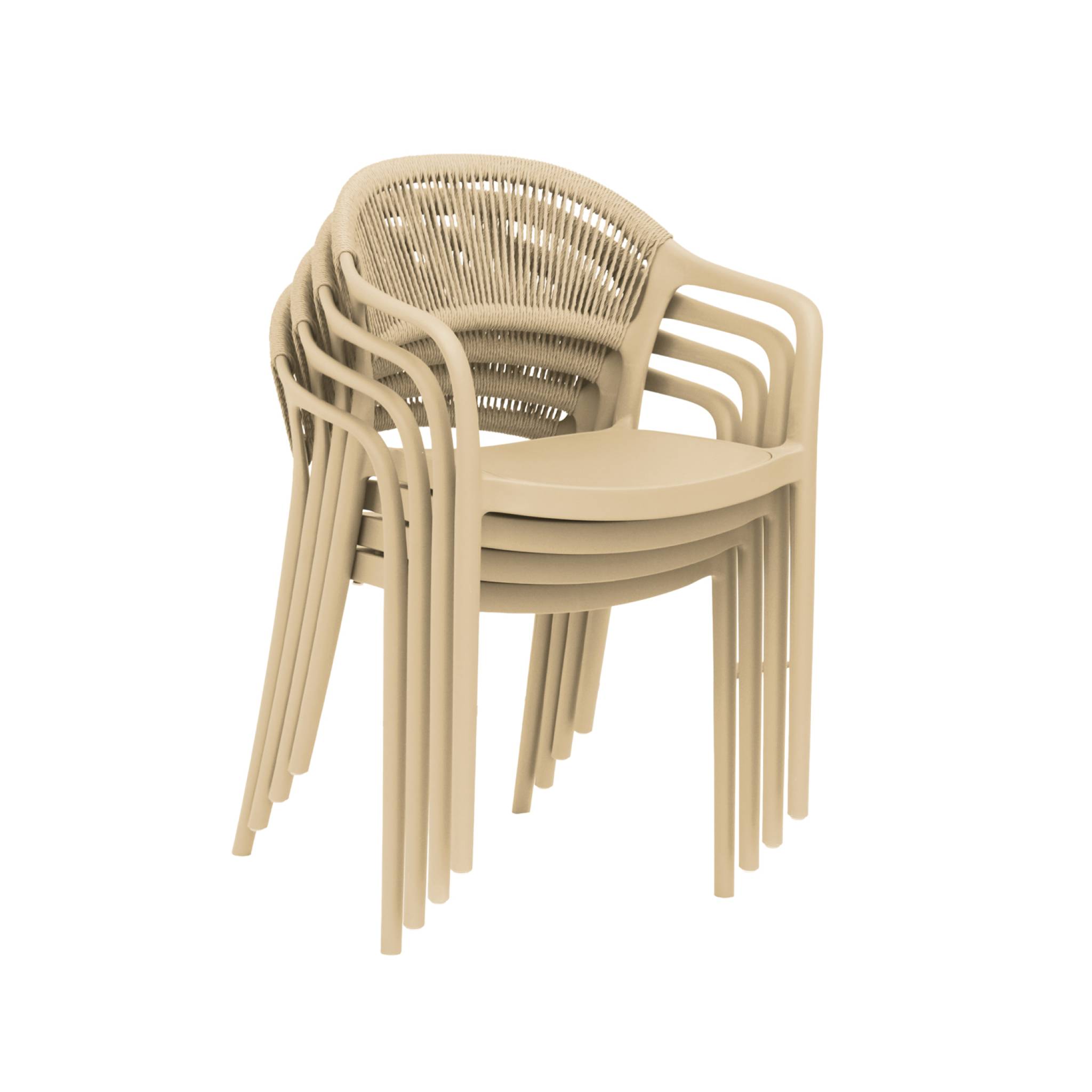 Chaise de jardin empilable avec effet corde (lot de 4) JOVIA