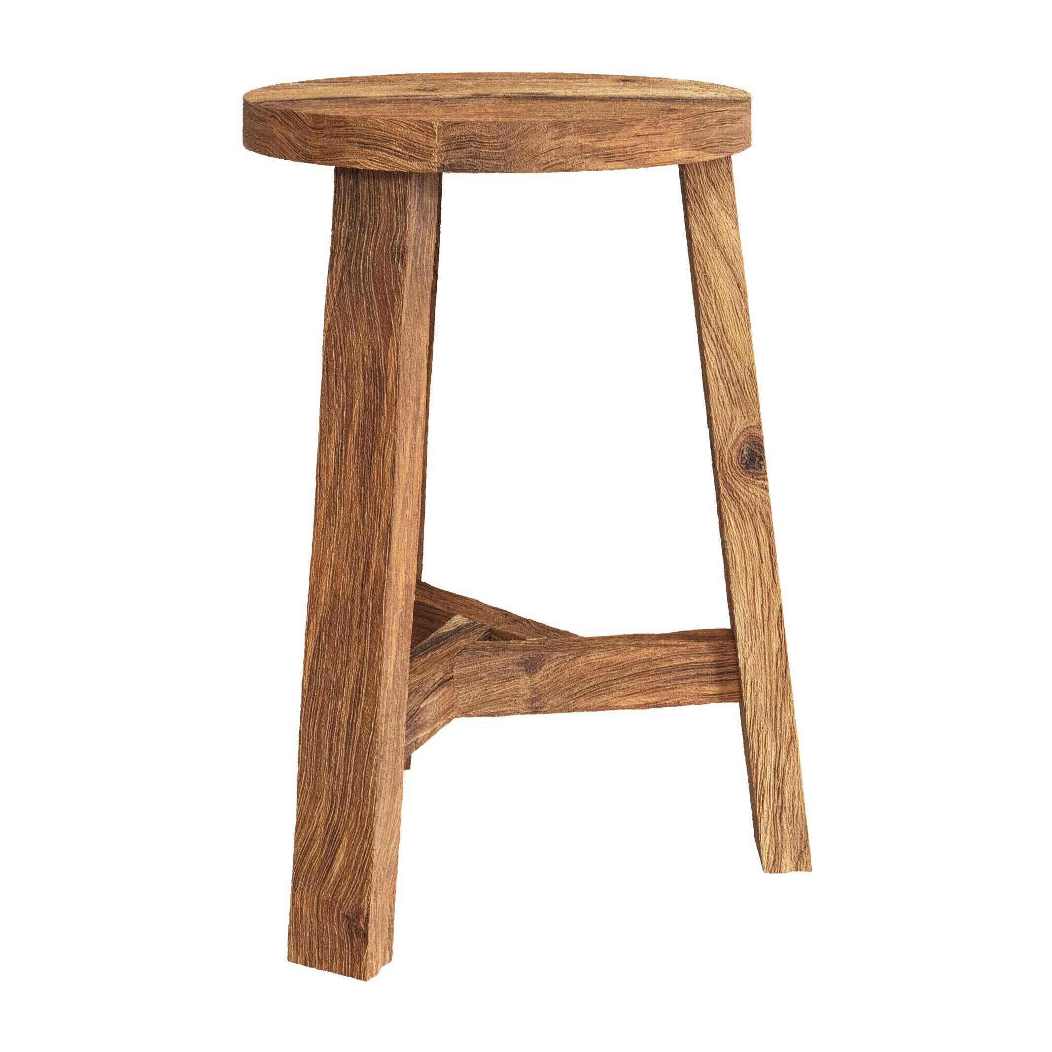 Tabouret rond en bois de teck recyclé H45 cm - Léa