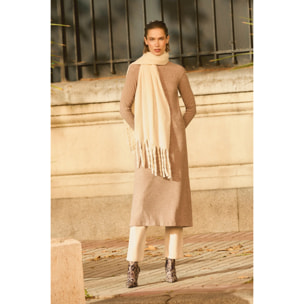 Abito lungo in maglia a coste marrone