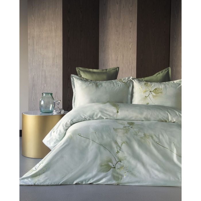 Parure housse de couette et taies oreiller 100% Satin de Coton imprimé