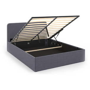 Lit coffre Louise 160x200cm tissu gris