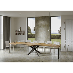 Table extensible 90x140/400 cm Volantis Chêne Nature cadre Anthracite