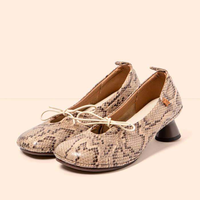 Sandalias con tacón N695 SNAKE BEIG/ ALMA color Beig