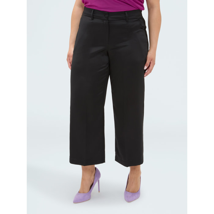 Fiorella Rubino - Pantalones cropped de raso - Negro