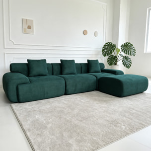 Canapé compressé modulable en tissu chenille vert foncé 4-5 places BURGESS