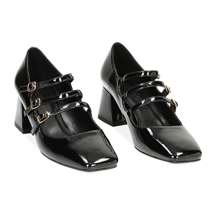 Zapatos de naplak negros, talón de 5,5 cm