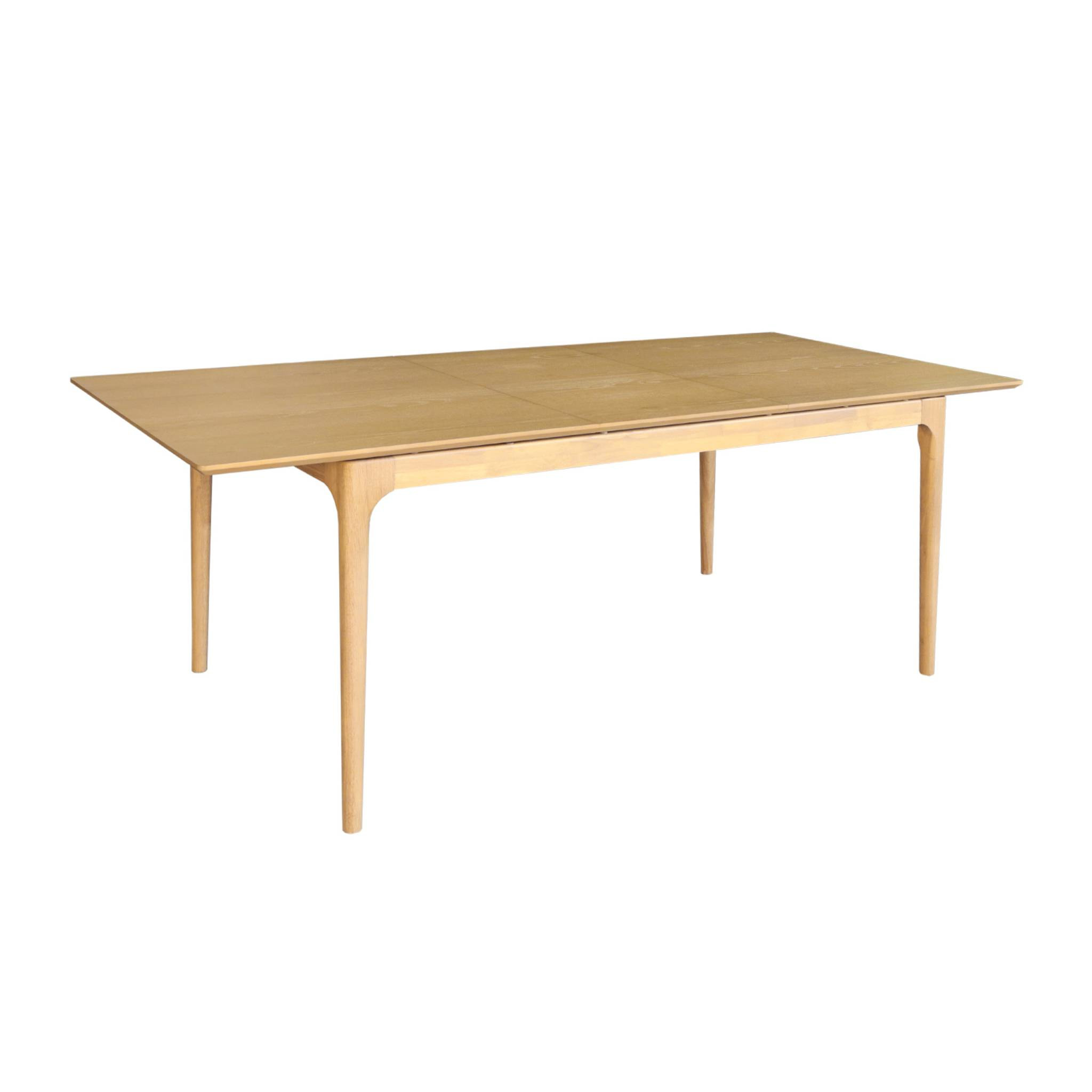 Table à manger rectangulaire extensible bois d'hévéa et placage frêne naturel 6-8 places - 160/210 x 90 x 76 cm - Elena