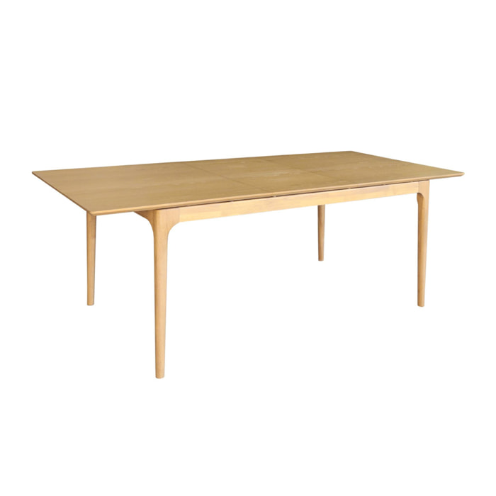 Table à manger rectangulaire extensible bois d'hévéa et placage frêne naturel 6-8 places - 160/210 x 90 x 76 cm - Elena