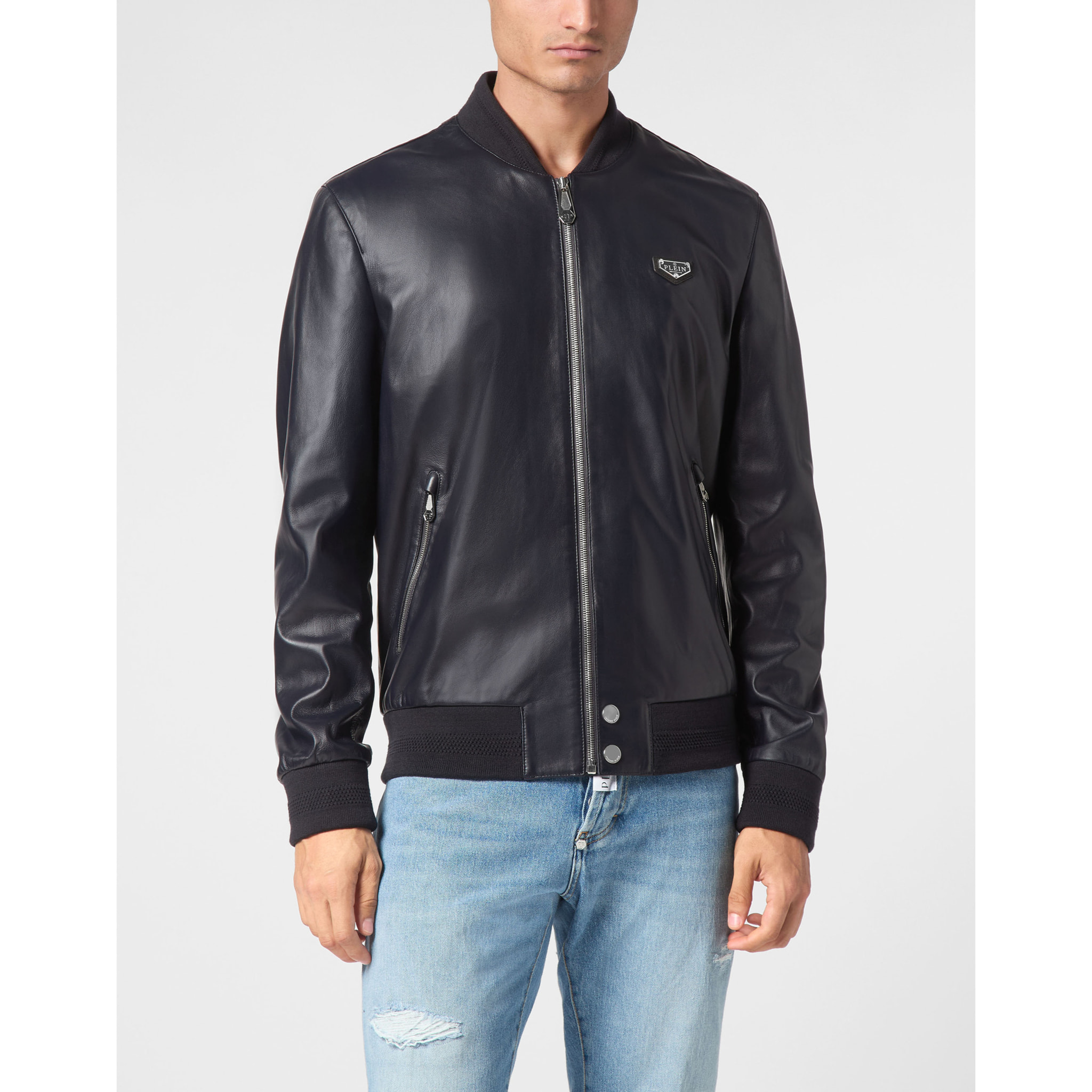 PHILIPP PLEIN Leather Bomber ICONIC PLEIN