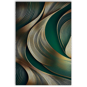 Tableau lignes dorées émeraude Toile imprimée