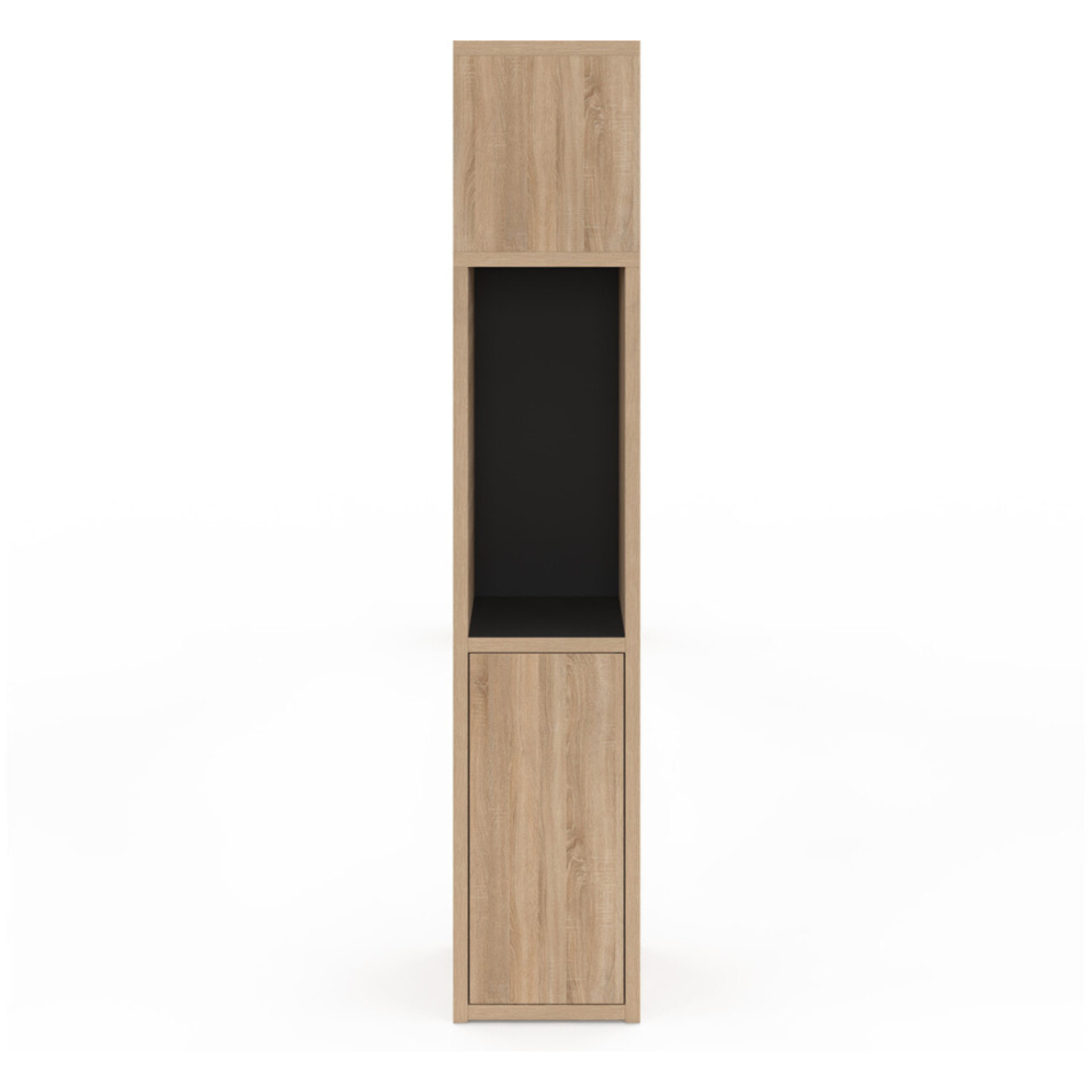 Tête de lit Léo bois et noire avec rangements 165 cm