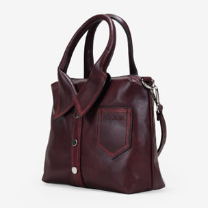 Bolso de mano burdeos pequeño con cremallera