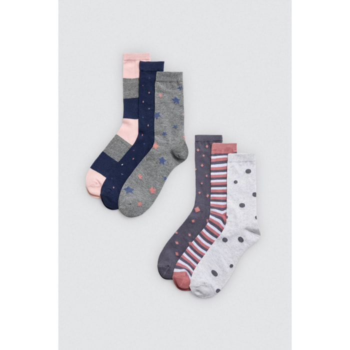 Confezione da 6 calzini stampati