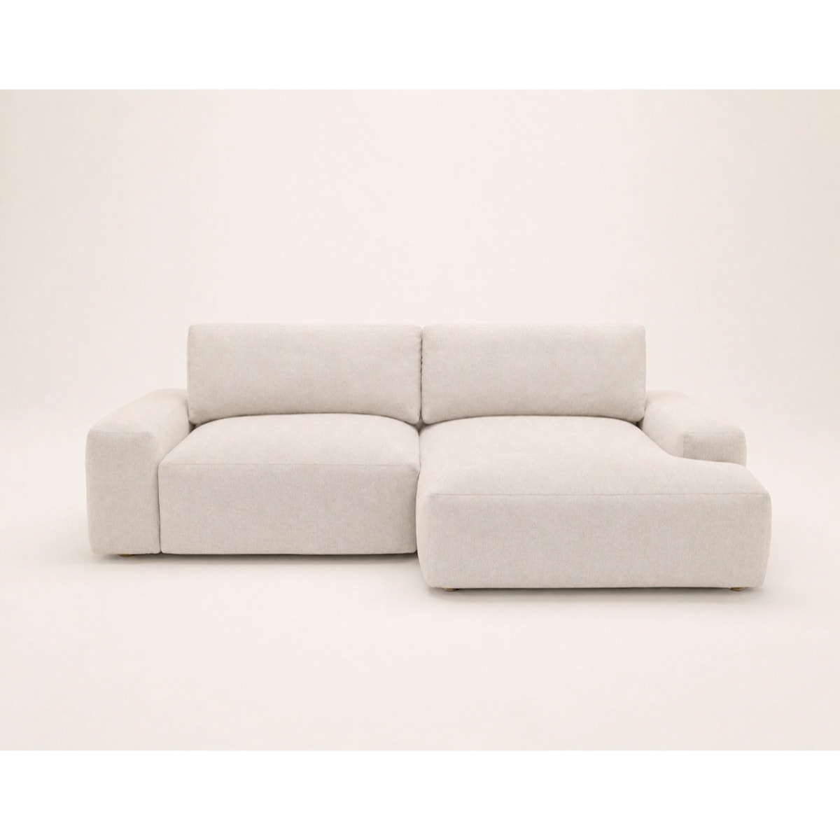 Tama - Canapé d'angle gauche 4 places convertible avec coffre en tissu - Beige