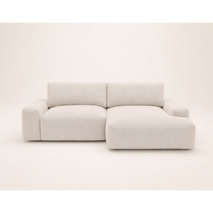 Tama - Canapé d'angle gauche 4 places convertible avec coffre en tissu - Beige
