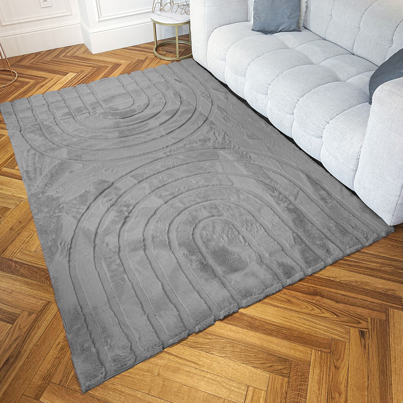 ALASKA - Tapis doux à motif arc anthracite